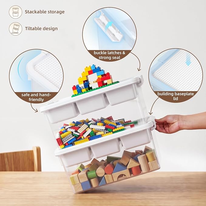 Citylife 17QT 2-Pack Toy Organizer Craft Storage Buildable Lid Movable Tray | - Image 7