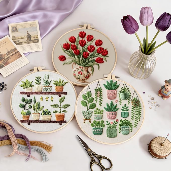 3 Pack Embroidery Kit for Adult Beginners, Needlepoint Cross Stitch Kits - Image 5
