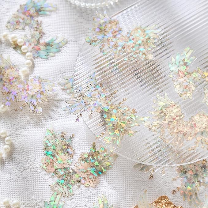 40Pcs Large Gilt Flower Wings Stickers - Image 5