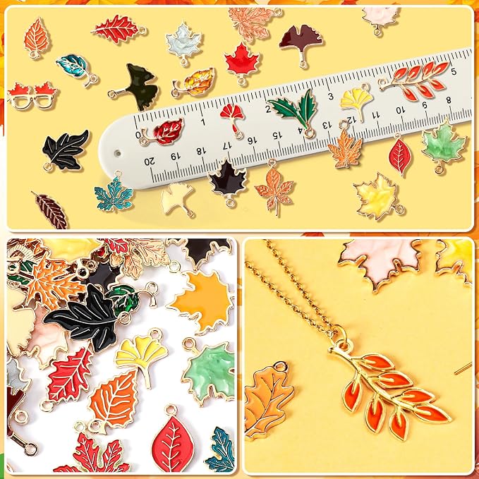 MARFOREVER 120 Pcs Maple Leaf Charm Fall Charms - Image 2