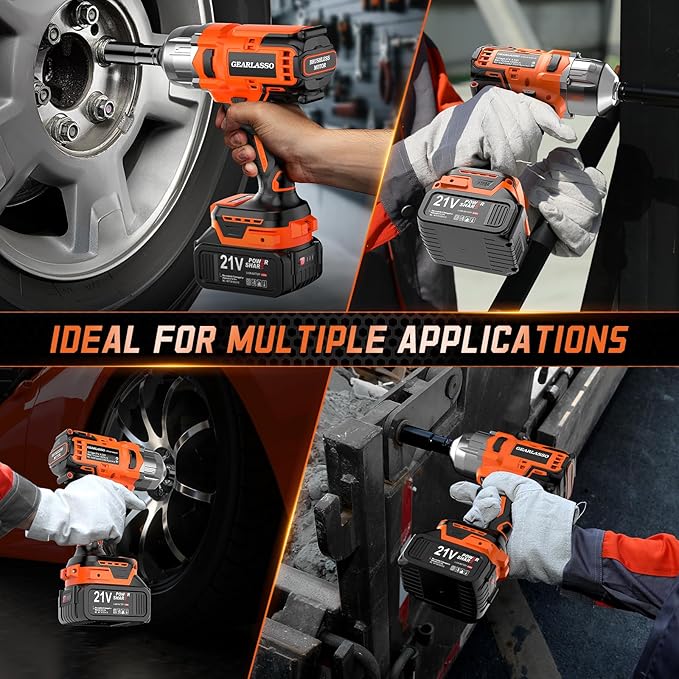 1300N.m(960Ft-lbs) Cordless Impact Wrench 1/2" Brushless High Torque Impact Wrench with 2x 4.0Ah Batteries, 6 Sockets, Charger, Extension Bar for Car, RV, Truck Wheel Lug Nuts