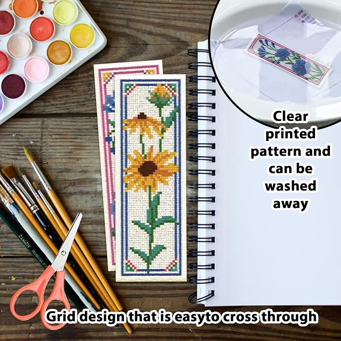 ORIGACH 6 Pcs Flower Cross Stitch Bookmark Kit - Image 3