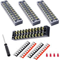 Terminal Block (4 Sets) 4Pcs 10 Positions Dual Row 600V 25A Screw Terminal Strip Blocks with Cover&4Pcs Pre-Insulated Barrier Termina Block Strip&40Pcs Insulated Fork Wire Connector