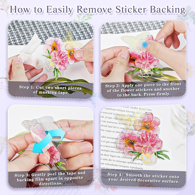 240Pcs Gilt Flower Stickers for Scrapbooking, Self-Adhesive Floral Stickers - Image 2