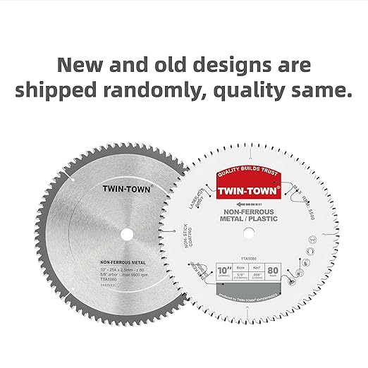 TWIN-TOWN 10-Inch 80 Tooth TCG Aluminum Cutting Saw Blade for Miter/Table Saws - Precision Circular Saw Blades for Aluminum, Plastics, Non-Ferrous Metals with 5/8" Arbor