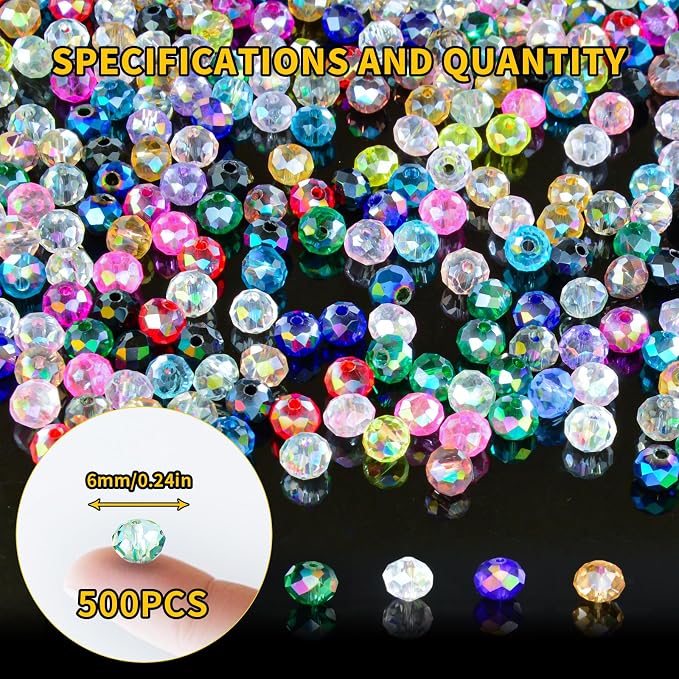 500Pcs 6mm Colors Random Crystal Glass Beads - Image 2