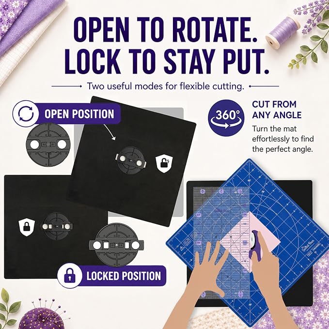 The Quilted Bear Rotating Cutting Mat 12" x 12" - Image 6