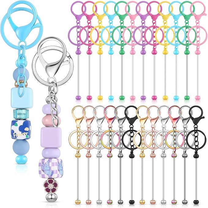 Tondiamo 24 Pcs Beadable Keychain Bars Bulk Beads by Tondiamo