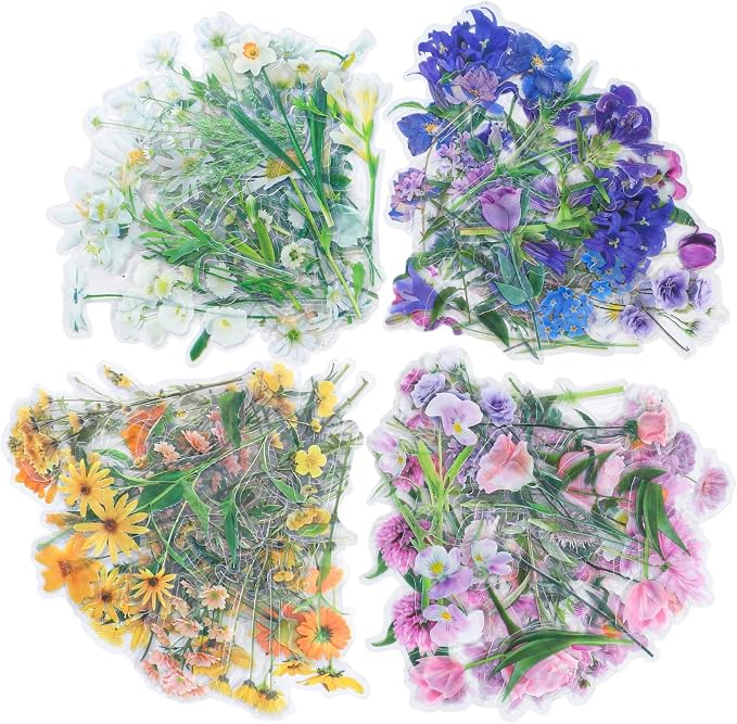 160 Pieces Natural Flower Stickers by Pengxiaomei