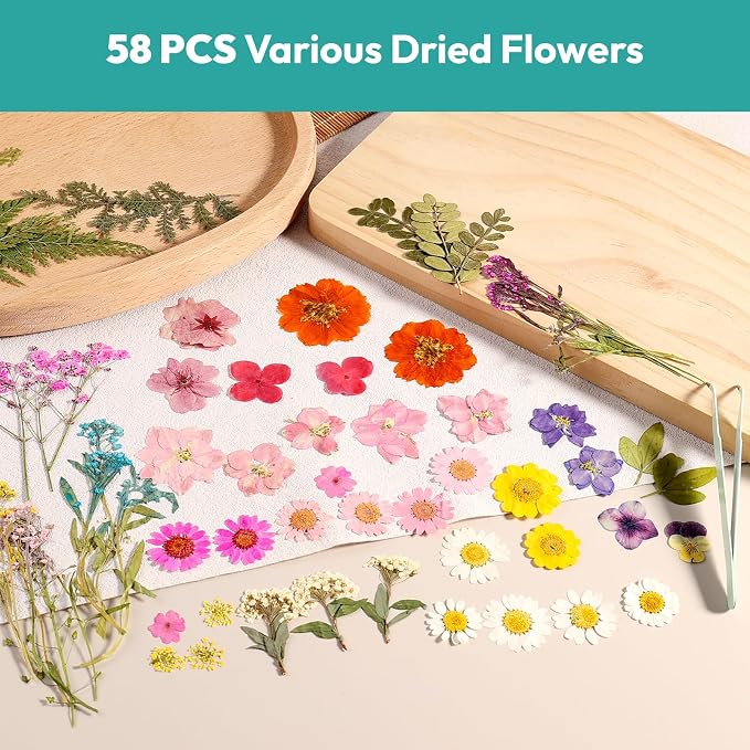 Dried Flowers, Resiners 58Pcs Pressed Flowers - Image 2