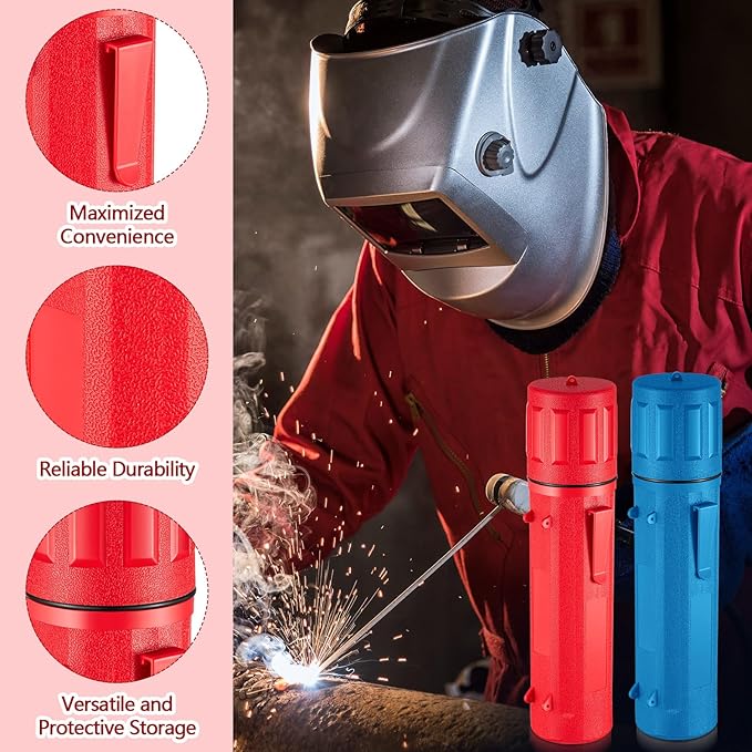 Zonon 2 Pcs Welding Rod Storage Tube 14 Inch Stick Electrode Storage Container Airproof Waterproof for Welding Rod Canister(Red and Blue)