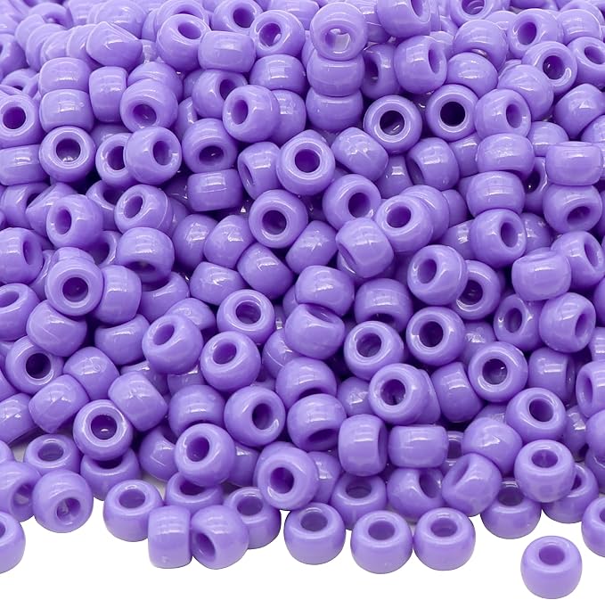 1000Pcs Pony Beads Bracelet 9mm Purple Plastic Barrel Pony Beads by Auvoua