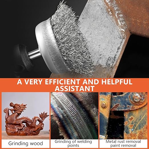 9 Pcs Wire Wheel Brush Set for Drill,Stainless Steel Wire Cup Wheel with 1/4 Inch Shank for Rust Removal, Corrosion and Scrub Surfaces