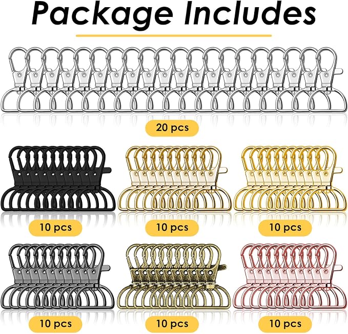Swivel Clasp Hooks, Anezus 80Pcs Key Chain Clip Hooks, D Ring Clip Lanyard - Image 2