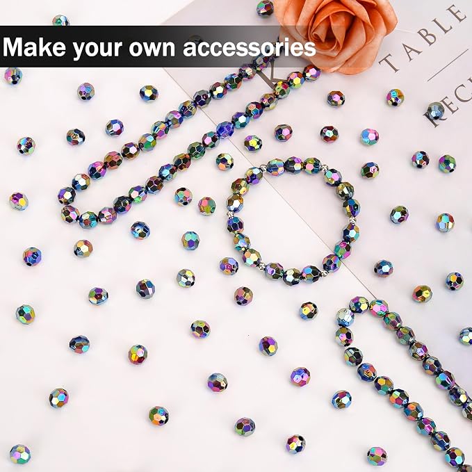 BONNY BOXX 500pcs 8mm Acrylic Faceted Round Crystal Beads Transparent Black AB - Image 3