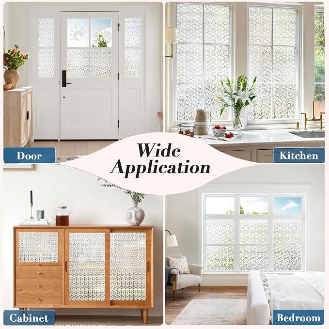 Windimiley Frosted Glass Window Privacy Film, 3D Diamond, 29.5" x 118.1" | - Image 6