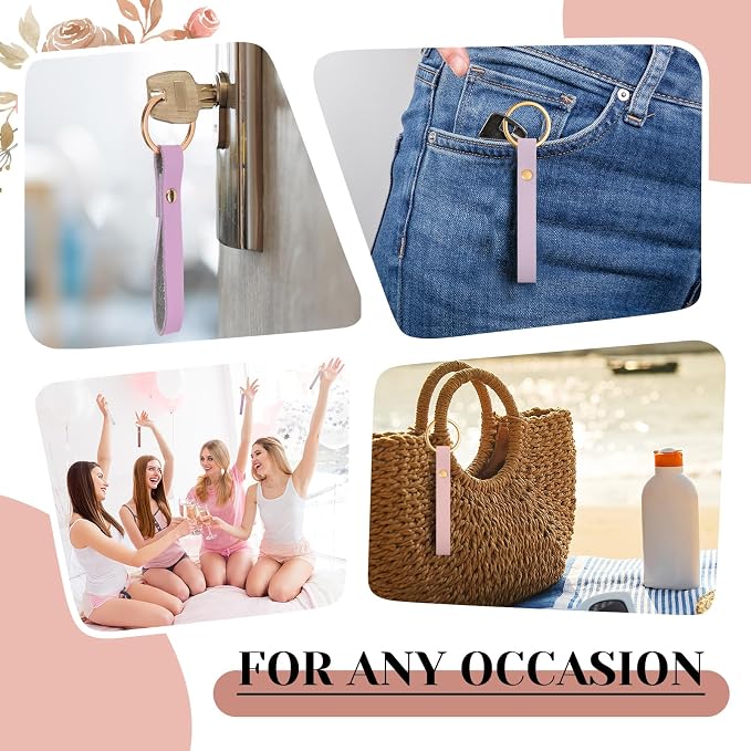 Wavyknot 50 Pcs PU Leather Keychain Blanks Bulk Laser Engraving Blanks Keychain - Image 7