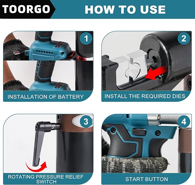 Electric Hydraulic Cable Lug Crimping Tool,12 AWG to 2/0 AWG Terminal,Cable,Wire Electric Crimper Tool Kit,Battery Crimp Tool Kits with 8 Dies