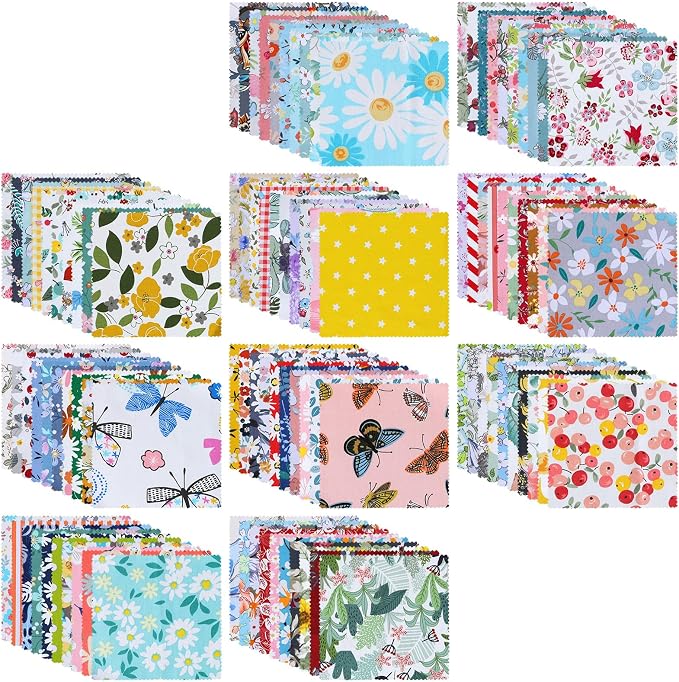 100 Pcs 5"x 5" Charm Packs for Quilting, Precut Multi-Color Printed Floral - Image 2