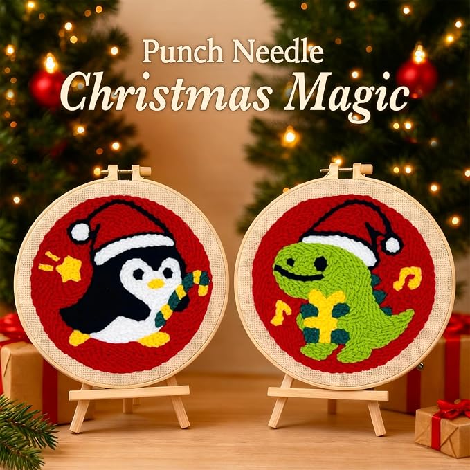 Christmas Punch Needle Kit for Adult Beginner, Easy Punch Embroidery Starter Set - Image 2