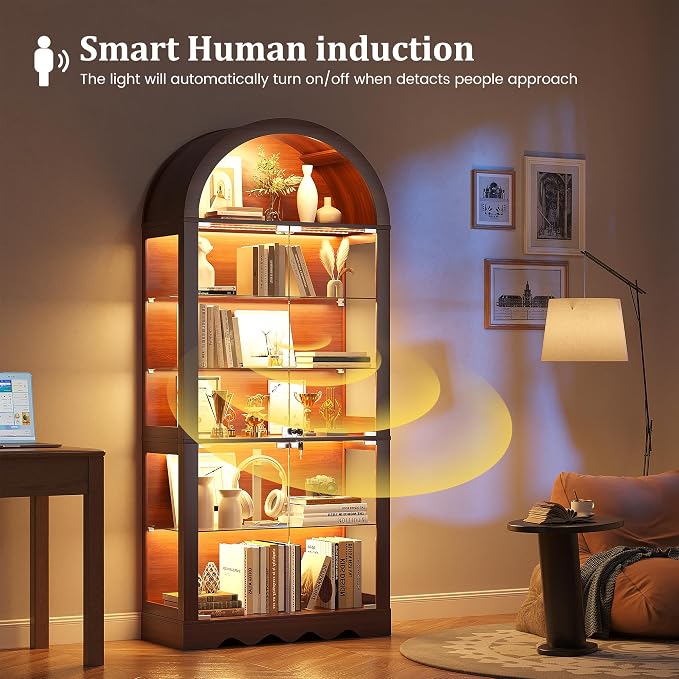 6-Tier Arched Glass Display Cabinet - Image 4