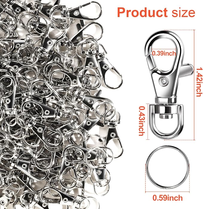 LEOBRO 240PCS Lobster Claw Clasps and Key Rings, Keychain Making Kit, - Image 3