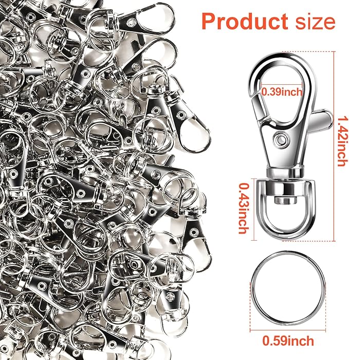 LEOBRO 100PCS Lobster Claw Clasps and Key Rings, Keychain Making Kit - Image 3