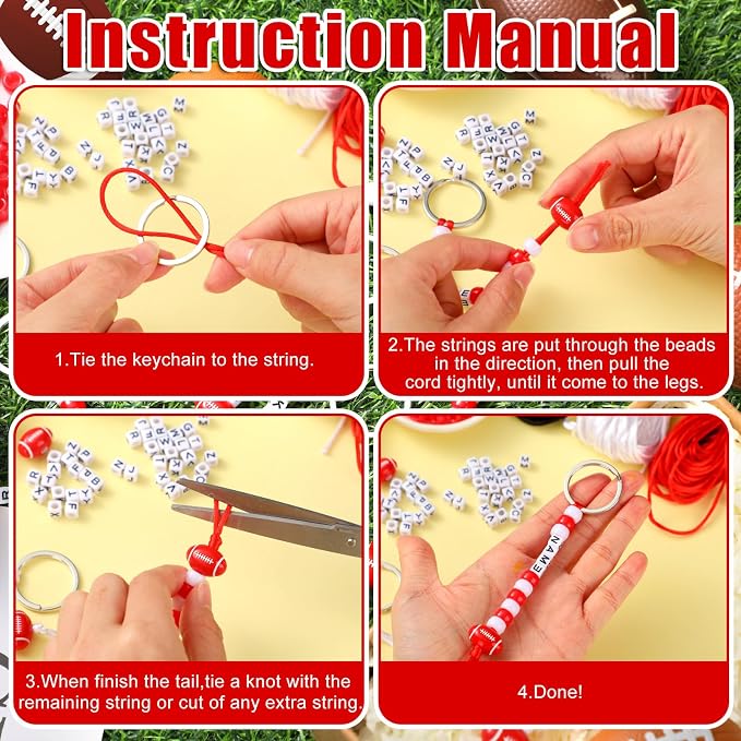 Landical 564 Pcs Football Keychain Making Kit DIY Red Football Bead Key Chain - Image 2
