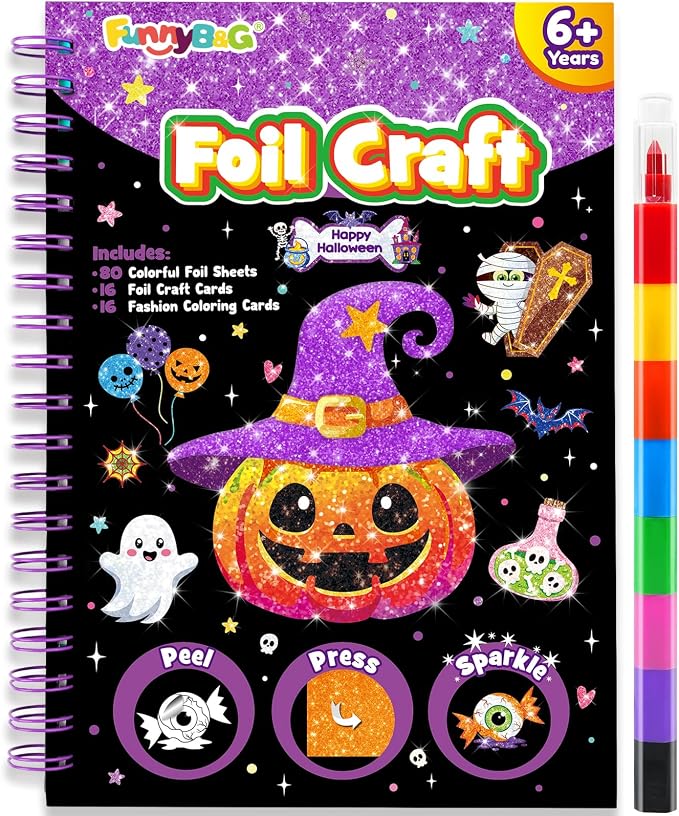 FUNNYB&G Foil Art Craft Kit for Kids 4-10 Years Old: Mess-Free & No-Glue by FUNNYBG
