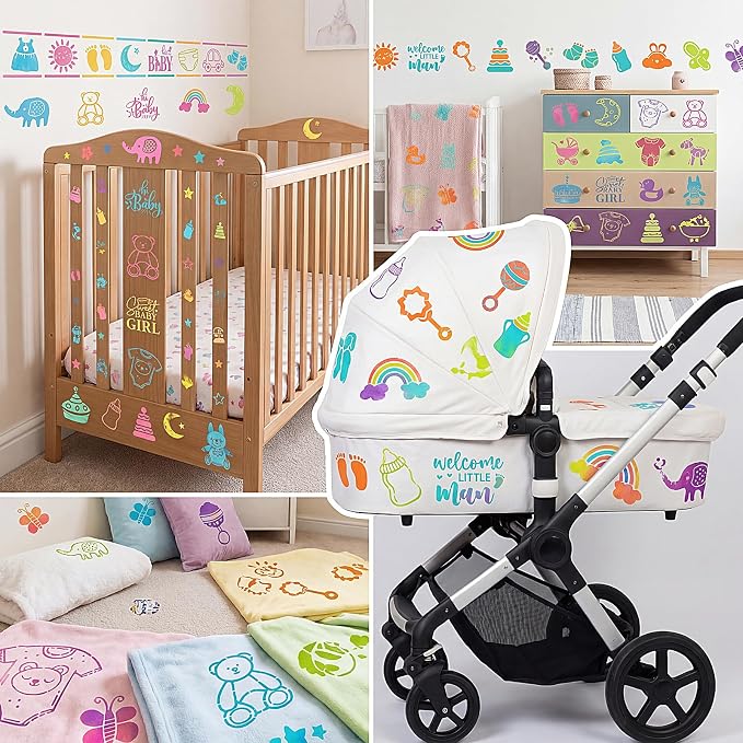 WSICSE 60 Pieces Baby Shower Stencils - Image 5