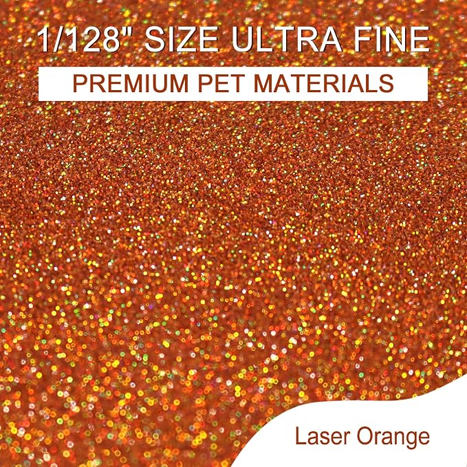 Ceya 3.8oz/ 110g Holographic Ultra Fine Glitter Powder Laser Orange Glitter - Image 2