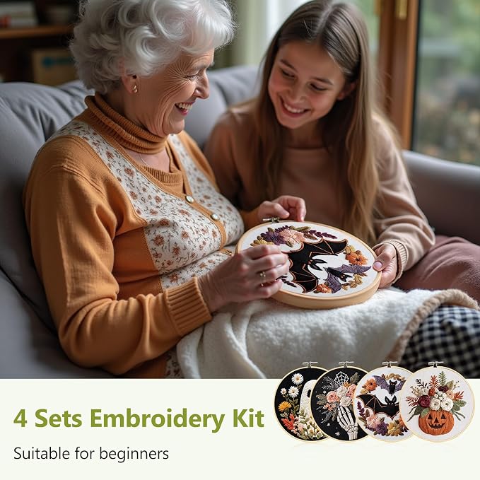 Santune Halloween Embroidery kit, Fall Needlepoint Cross Stitch Kits - Image 6