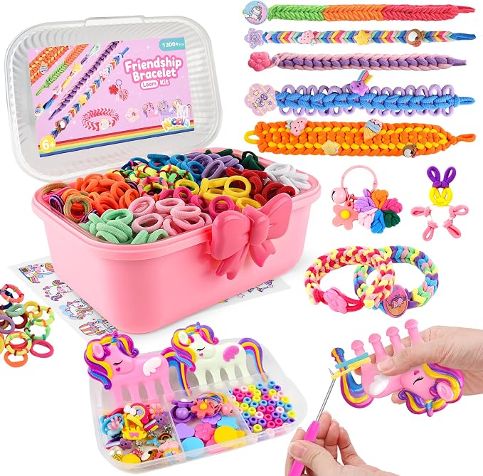 Rubber Band Bracelet Kit for Kids Girls Ages 6-12, 1300+ PCS DIY Craft Kits by Nicella