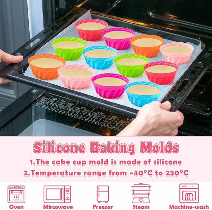 R HORSE 42Pcs Silicone Baking Molds Pumpkin Shapes Baking Cups Non-Stick Donut - Image 4
