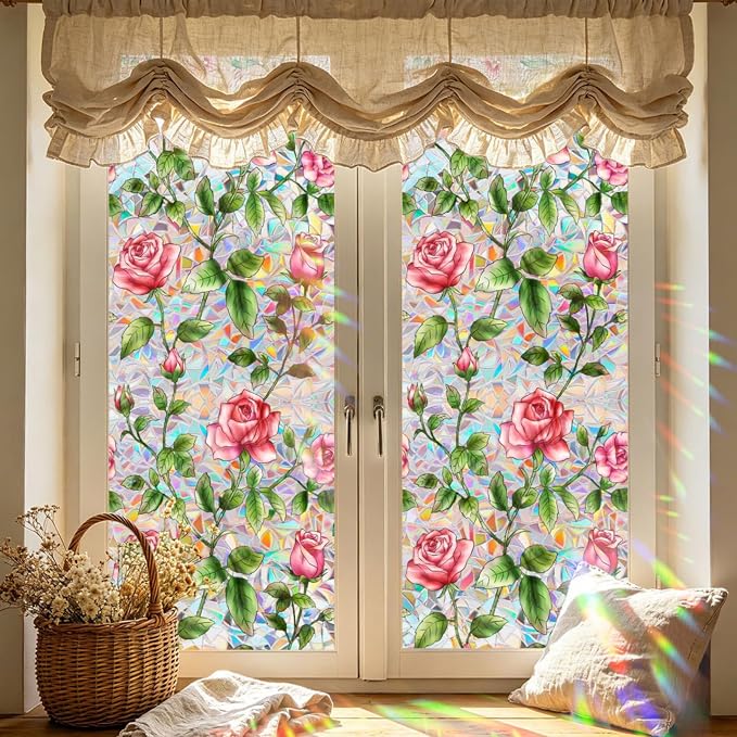 Rose Window Stained Glass Film, Privacy Window Cling - Image 8
