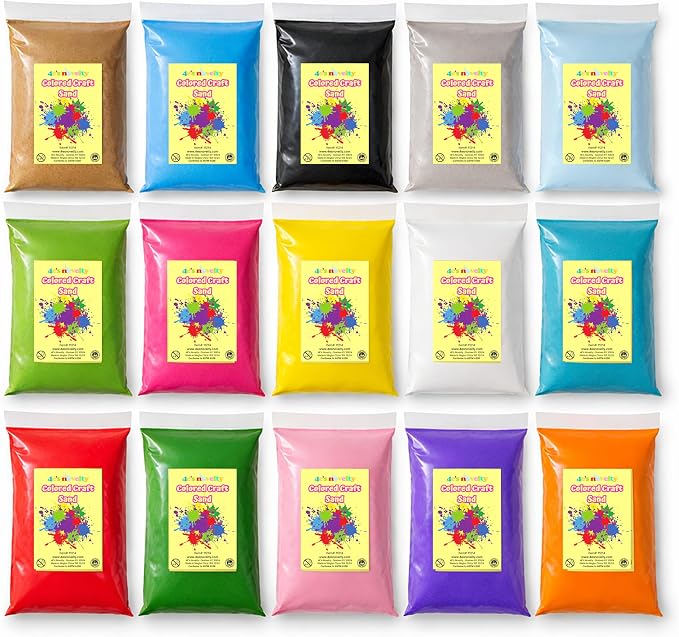 4E's Novelty 12 Lbs Colored Craft Sand -15 Colors, 0.8 lb Bags, Non-Toxic Fine - Image 9