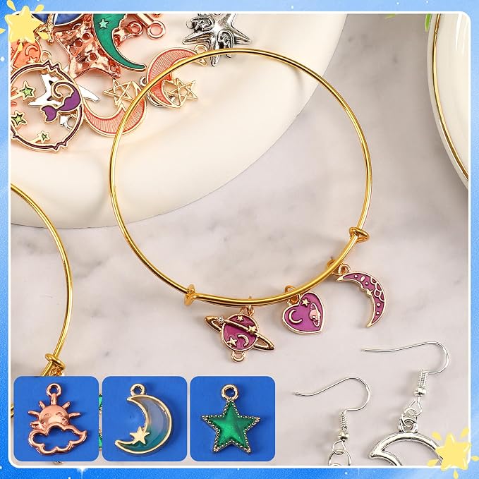 MARFOREVER 120 Pcs Mixed Sun Star Moon Charms - Image 3
