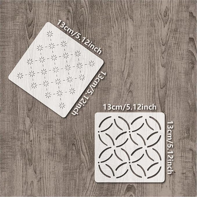 Stencils Sashiko Stencil 33pcs Reusable Plastic Templates 5.12 * 5.12 Inch Hand - Image 2