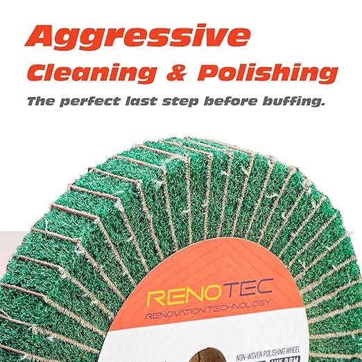 6 Inch Flap Wheel, Non-Woven Abrasive Polishing Wheel, 1 Inch Thickness, 3/4 Inch Arbor, for Bench Grinder (4 Pcs Grit240 SP)