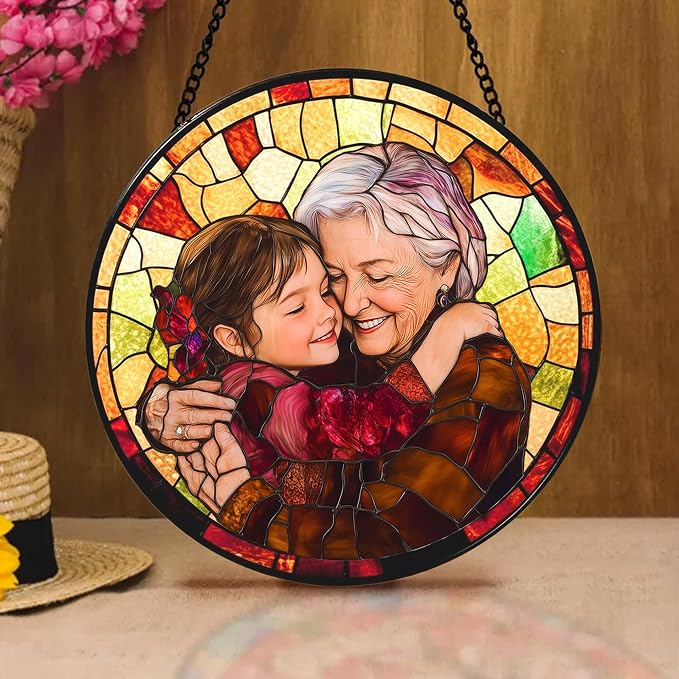 Personalized Grandma Stained Glass Sun Catcher, Custom Photo Family Portrait - Image 5