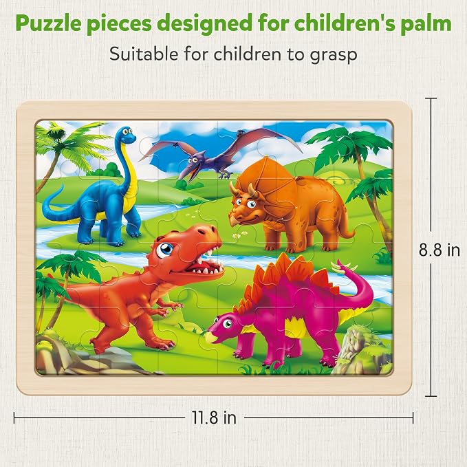 SYNARRY Large Wooden Dinosaur Puzzles - Image 5