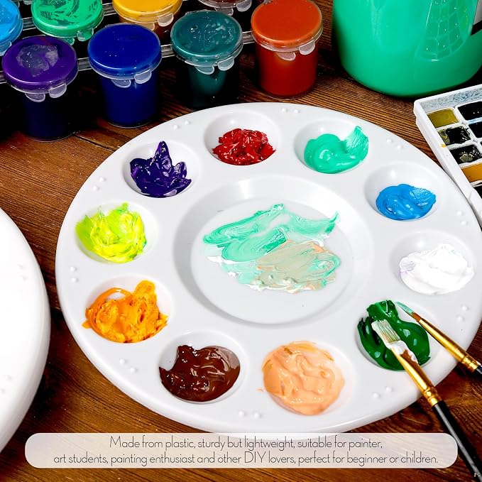 FANDAMEI Round Paint Palettes Plastic Paint Tray Palettes, Paint Pallets - Image 4