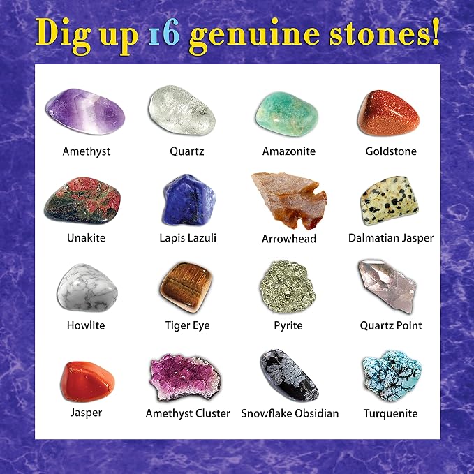 DANCING BEAR Gem stone Dig Kit, Excavate 16 Real Gems & Crystals including - Image 4