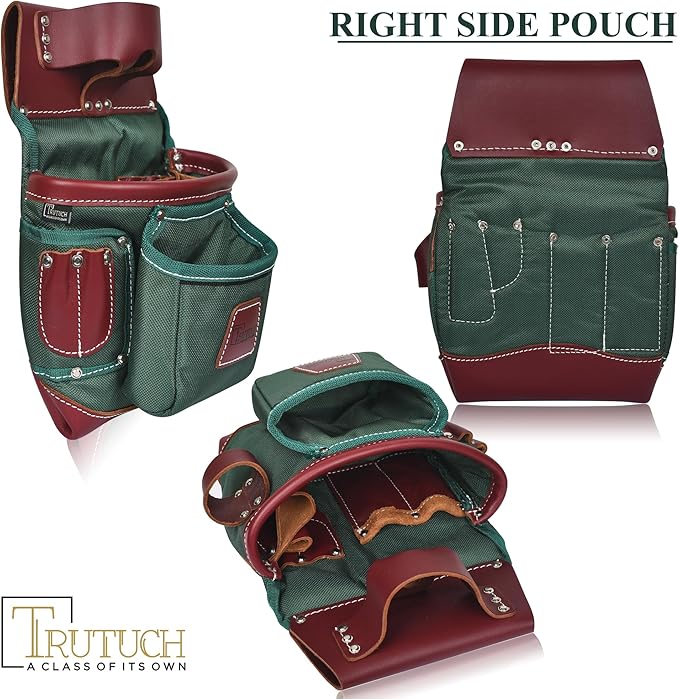 Nylon and Leather Tool Belt | Framing Tool Bags | Leather Tool Belts | Nylon Tool Pouch | Carpenter Tool Belt | Construction | Framers | Electrician (Green)