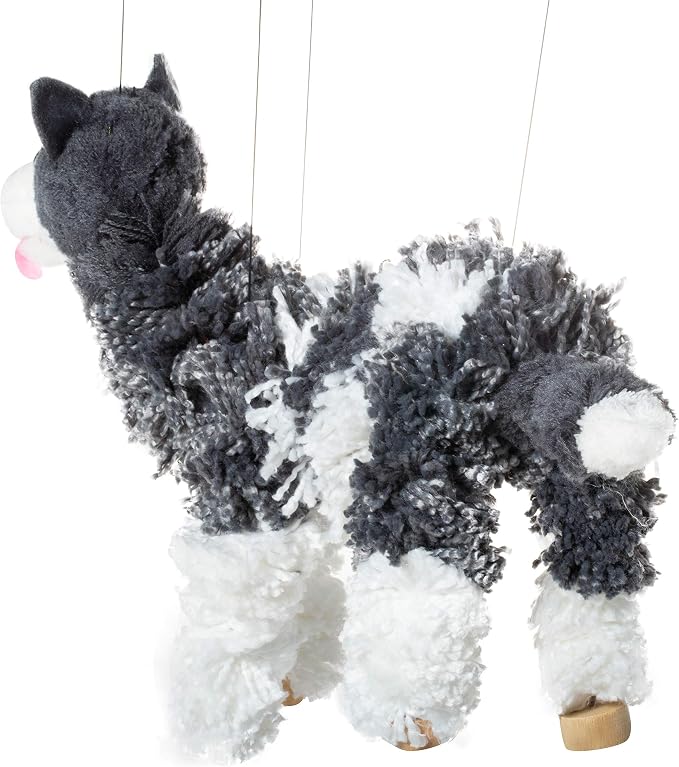 Artisan Owl Siberian Husky Marionette Puppet - Image 3
