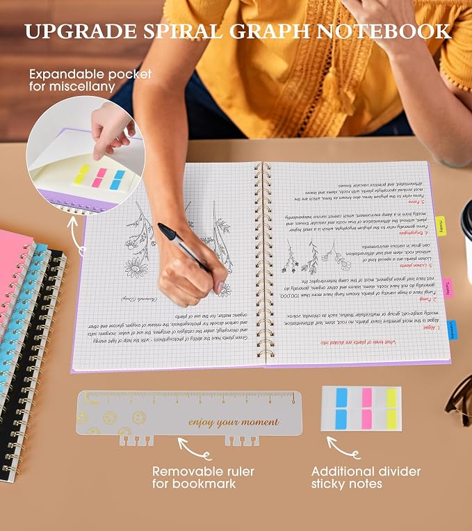 Graph Paper Notebook, Spiral Notebook Journal 8.5” x 11”, A4 Large Grid - Image 5