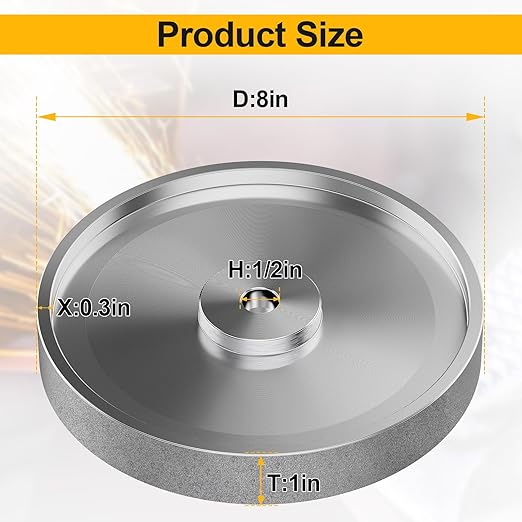 CBN Grinding Wheel 8 inch, Dia x 1 Inch Wide x 5/8" Arbor, Suitable for Sharpening Woodturning Tools, High Speed Steel Tools (320 Grit 8 inch)