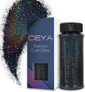 Ceya 3.5oz/ 100g Holographic Ultra Fine Glitter Powder Laser Black Glitter by CEYA