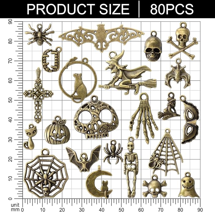 Hicarer 80 Pieces Antique Silver Pendants Charms Pendants Gothic Jewelry Making - Image 2