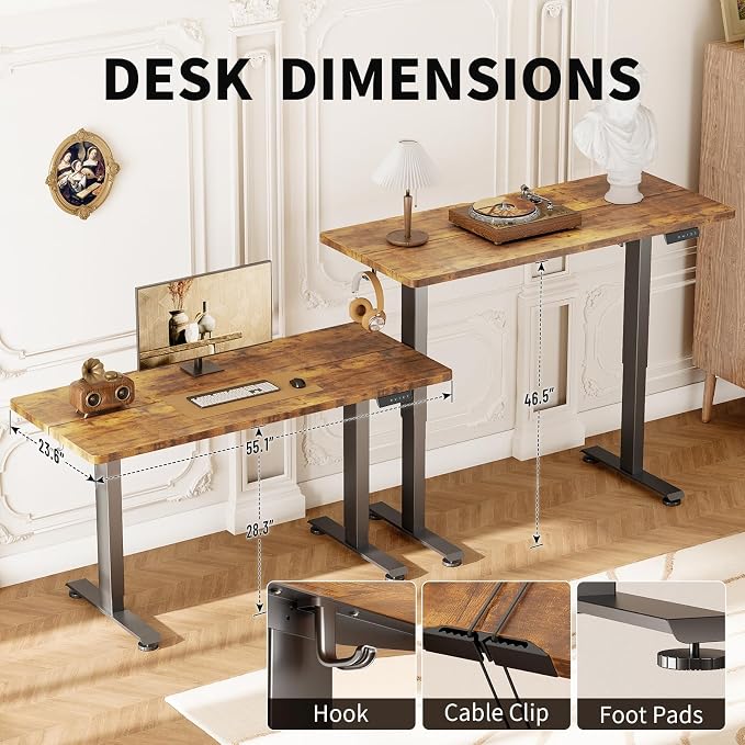 Veken 55 Inch Large Electric Standing Desk, Gaming Table, Suit students - Image 3